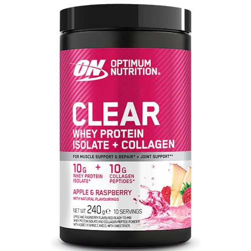 Optimum Nutrition Clear Whey Protein Isolate + Kollagen – Apple & Raspberry (240 g)