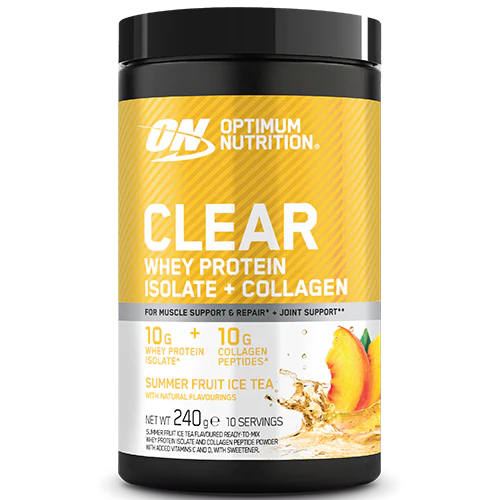 Optimum Nutrition Clear Whey Protein Isolate + Kollagen – Summer Fruit Ice Tea (240 g)