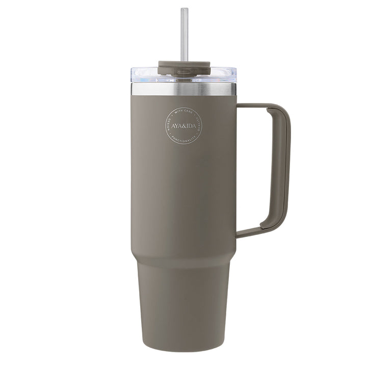 AYA&IDA Thermobecher mit Strohhalm – Driftwood (885 ml)