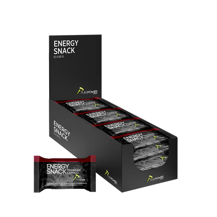 PurePower Energy Snack – Tranebær (12 x 60 g)