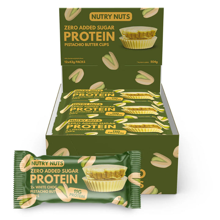 Nutry Nuts Pistazienbutter-Cups – White Chocolate Pistachio (12 x 42 g)