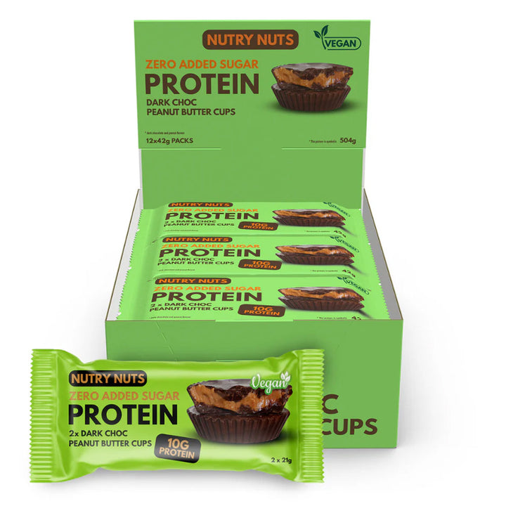 Nutry Nuts Erdnussbutter-Cups – Dark Chocolate Vegan (12 x 42 g)