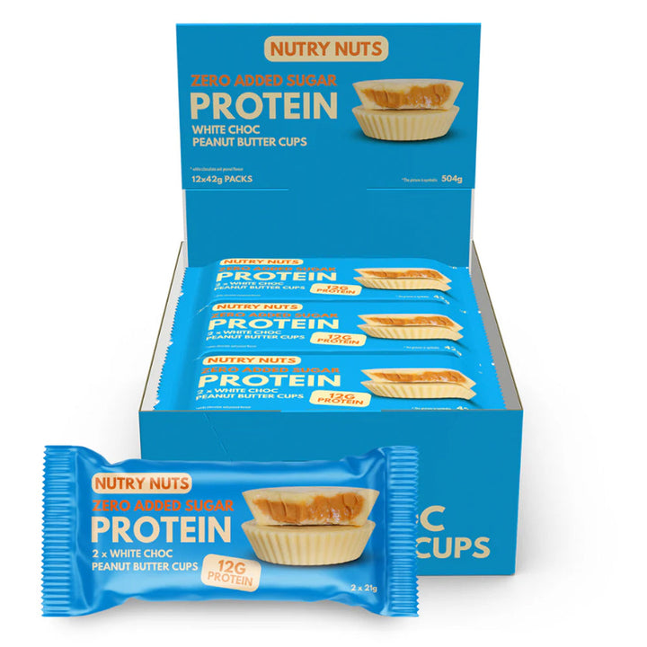 Nutry Nuts Erdnussbutter-Cups – White Chocolate (12 x 42 g)