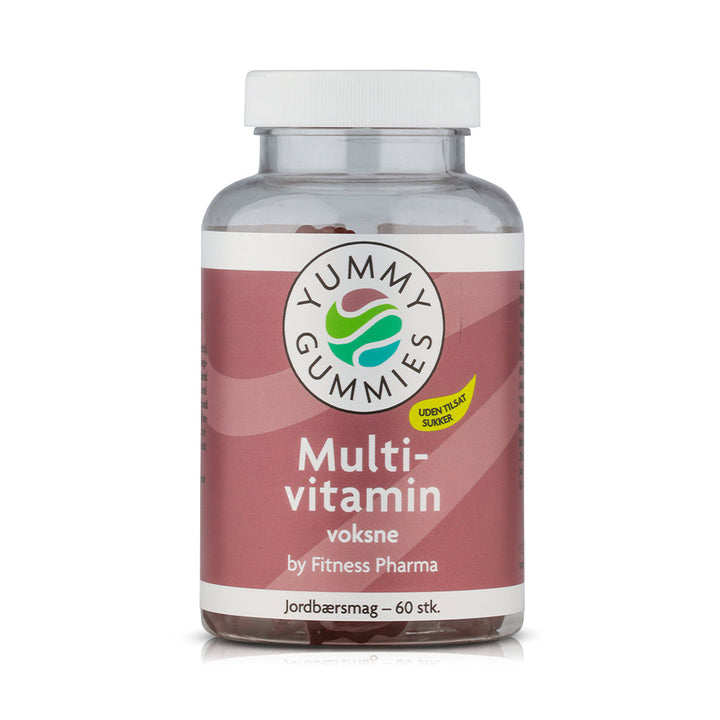 Fitness Pharma Yummy Gummies Multivitamin für Erwachsene – Jordbærsmag (60 Stück)