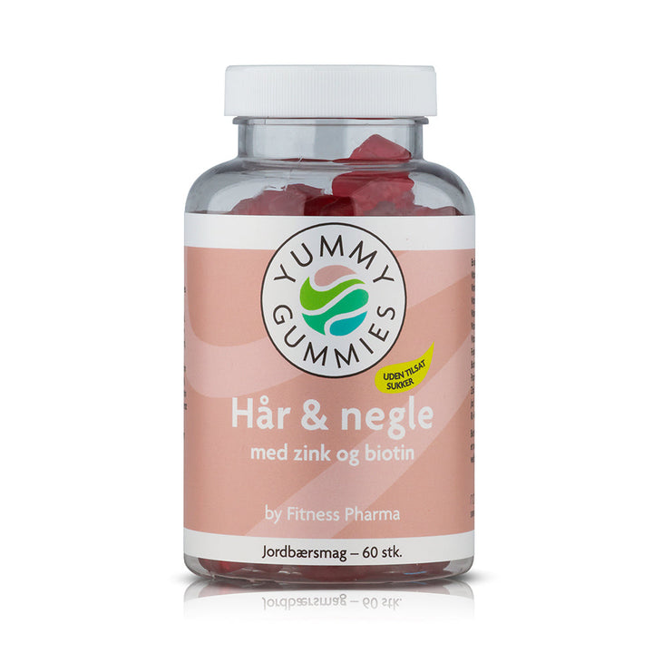 Fitness Pharma Yummy Gummies für Haare und Nägel – Jordbærsmag (60 Stück)